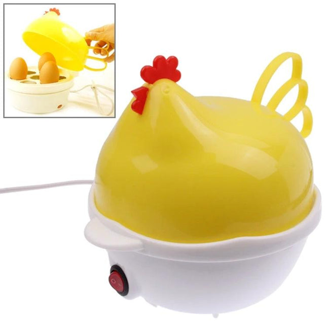 Hen Shape Egg Steamer for 1 to 7 Eggs for Everyday Breakfasts - compact yellow hen-shaped egg cooker for steaming 1–7 eggs, liquid eggs and buns