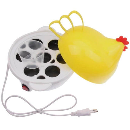 Hen Shape Egg Steamer for 1 to 7 Eggs for Everyday Breakfasts - compact yellow hen design cooks 1–7 eggs, steams liquid eggs and buns