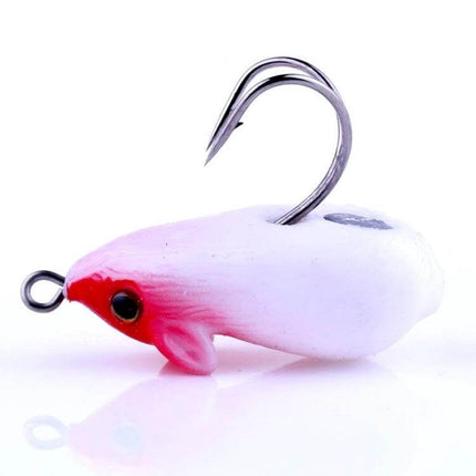HengJia 5cm Biomimetic Mouse Fishing Lure For Freshwater - pink white soft plastic bait with 3D eye and single sharp hook