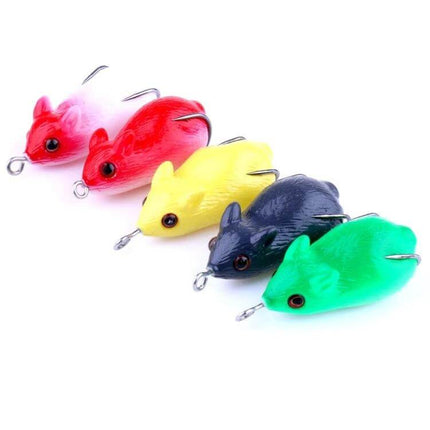 HengJia 5cm Biomimetic Mouse Fishing Lure For Freshwater - colorful soft plastic mouse lures in red, yellow, black and green for pond and lake fishing
