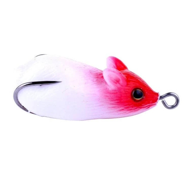 HengJia 5cm Biomimetic Mouse Fishing Lure For Freshwater - pink white soft plastic bait with 3D eyes for ponds lakes rivers