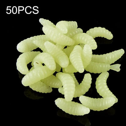 Alt Tag: Hengjia 20mm Bread Bait Worms 50 Pcs Soft Bait For Fresh And Saltwater Fishing - glow yellow 50-piece pack of 20mm soft bread-mimic worms