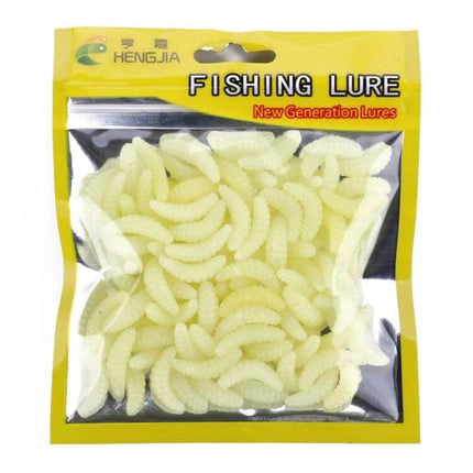 Hengjia 20mm Bread Bait Worms 50 Pcs Soft Bait For Fresh And Saltwater Fishing - pack of 50 soft 20mm bread-mimic worms ready to rig