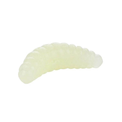 Hengjia 20mm Bread Bait Worms 50 Pcs Soft Bait For Fresh And Saltwater Fishing - single pale 20mm soft bread-mimic worm on white background