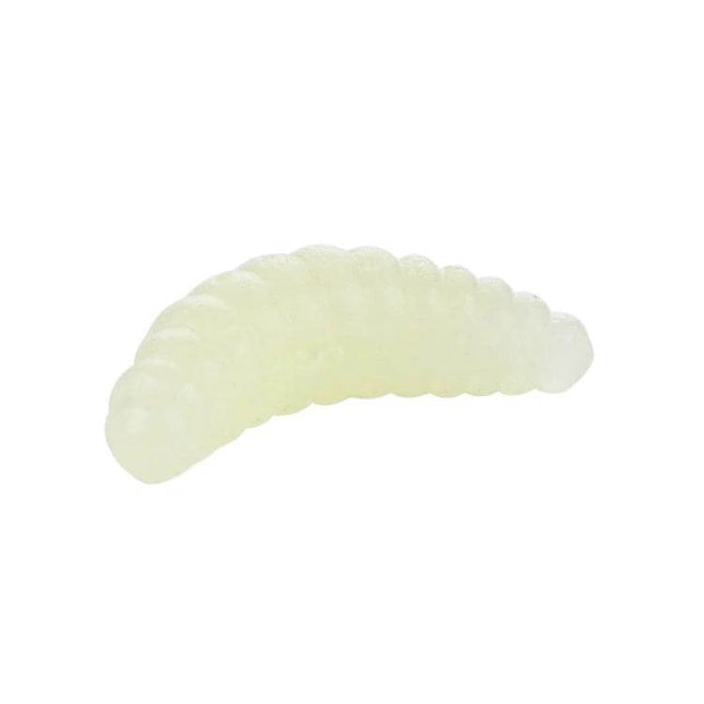 Hengjia 20mm Bread Bait Worms 50 Pcs Soft Bait For Fresh And Saltwater Fishing - single pale 20mm soft bread-mimic worm on white background