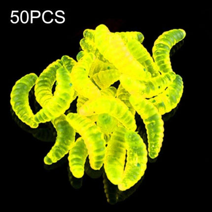 Hengjia 20mm Bread Bait Worms 50 Pcs Soft Bait For Fresh And Saltwater Fishing – neon yellow soft worm lures, 50 pieces, 20mm ready-to-rig