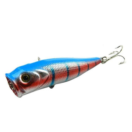 Hengjia 9 Cm Plastic Fishing Lures Popper Bait With Hooks blue-red popper lure with treble hooks for surface fishing