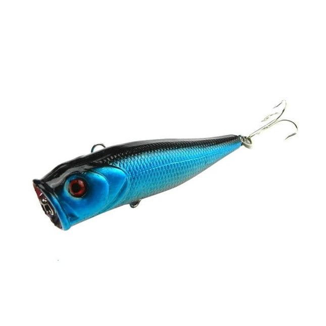 Hengjia 9 Cm Plastic Fishing Lures Popper Bait With Hooks - blue black popper lure with treble hooks for surface fishing