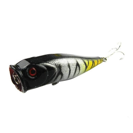 Hengjia 9 Cm Plastic Fishing Lures Popper Bait With Hooks - black yellow striped popper with treble hooks for surface fishing