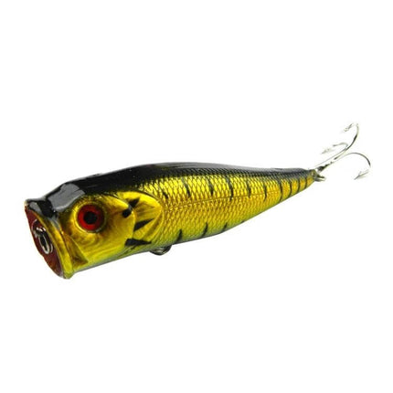 Hengjia 9 Cm Plastic Fishing Lures Popper Bait With Hooks bright yellow black popper lure with treble hooks for surface fishing