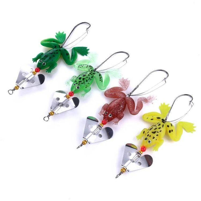 Hengjia Frog Soft Lure For Freshwater Fishing 7cm Easy To Use - assorted green red yellow lifelike frog fishing lures with hooks and spinner blades