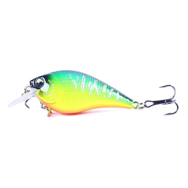 Hengjia Little Fatty Floating Lure 7cm For Freshwater Fishing bright green-yellow 7cm floating crankbait plastic lure with treble hooks