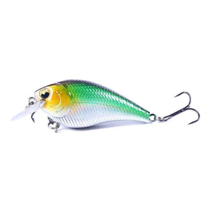 Hengjia Little Fatty Floating Lure 7cm For Freshwater Fishing - 7cm green yellow floating plastic crankbait with treble hooks for ponds lakes and slow rivers