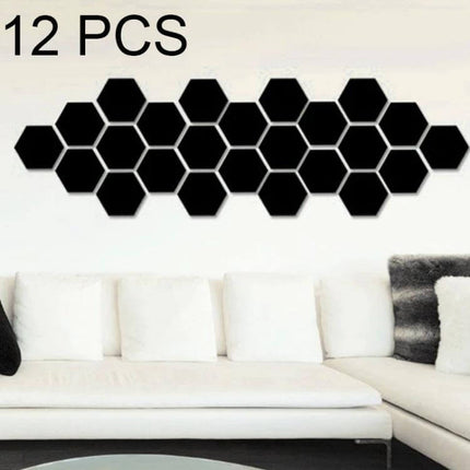 Hexagonal Mirror Wall Tiles Set 12 Pieces For Living Room Decor - honeycomb layout over sofa to brighten and add modern geometric depth