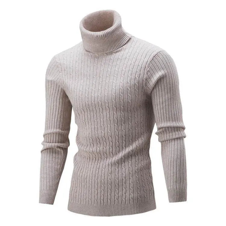 High-Collar Long-Sleeved Men Sweater Casual Knit Clothes Stylish