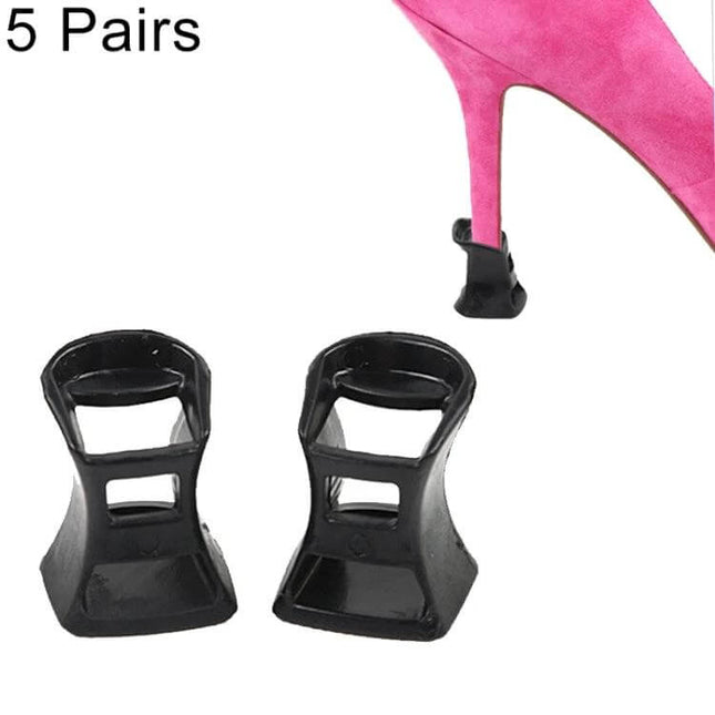 High Heel Protectors PVC Anti Slip Covers For Shoes Size M - black PVC heel tip covers shown on stiletto protecting heel and preventing scuffs