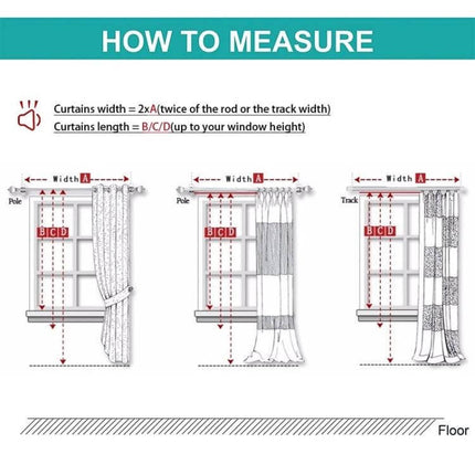 High-Precision Curtain Shade Cloth Insulation 52x84 In measuring guide diagram showing how to measure width and length for proper curtain fit