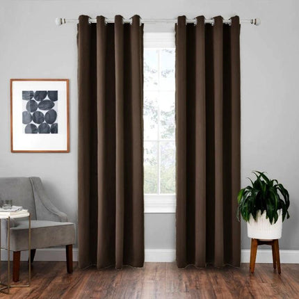 High-Precision Curtain Shade Cloth Insulation 52x84 In brown blackout polyester curtain hanging in living room window
