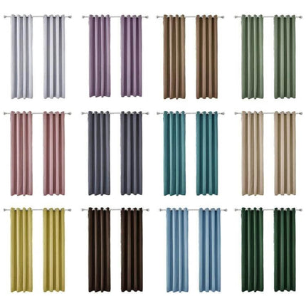 High-Precision Blackout Curtain Shade Cloth 140x225 in 12 color options grid showing blackout curtain panels for bedrooms and home offices