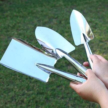 Home Gardening Stainless Steel Shovel Set 3-Piece For Planting - mirror-polished rust-resistant hand trowels with depth markings for succulents, flowers, veggies