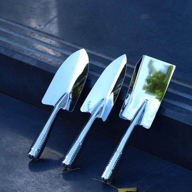 Home Gardening Stainless Steel Shovel Set 3-Piece For Planting - mirror-polished rust-resistant hand shovels for succulents, flowers, vegetables and weeding