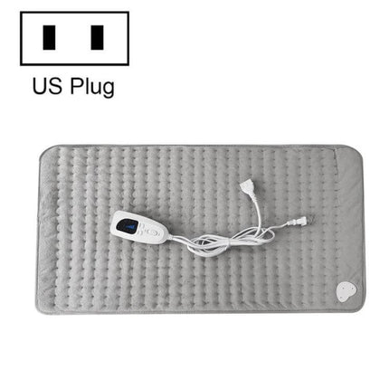 Home Physiotherapy Heating Pad 60x30cm For At Home Use - gray rectangular pad with IC controller, 6 heat levels, 4 timers, US plug