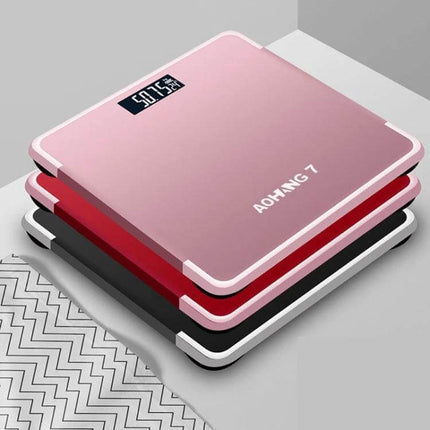 Alt Tag: Home Precision Weight Scale For Daily Weighing Red - compact tempered glass bathroom scale 0.2–180 kg, low-profile ABS base, battery powered