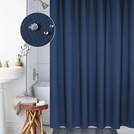 Shower Curtain, Honeycomb Textured Polyester, Waterproof, 180x180 cm - navy blue honeycomb textured waterproof polyester shower curtain for standard tubs
