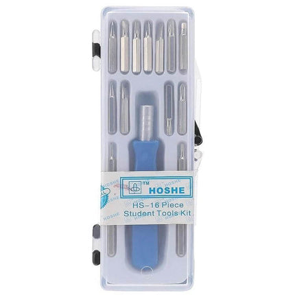 Hoshe 16 in 1 Mini Screwdriver Set for Watch and Eyeglasses Repairs — compact 16‑piece kit with ergonomic handle and carbon steel bits