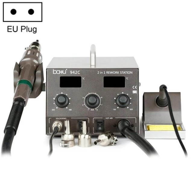 Hot Air Gun And Soldering Iron Set For Everyday Repairs With Digital Display – 2-in-1 rework station with dual digital displays and accessories