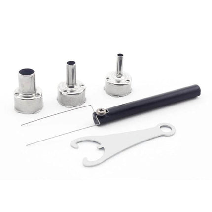 Hot Air Gun With EU Plug For Soldering And Desoldering - replacement nozzles, tweezer tool and wrench for SMD rework kit