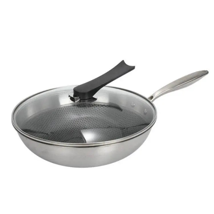 Household 304 Stainless Steel Oil-free Wok 32cm Induction Pan 