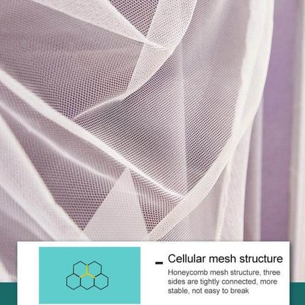 Household Free Installation Dustproof Mosquito Net for Beds Three-Door 150x200 close-up of high-density polyester mesh and stainless steel frame showing cellular mesh structure