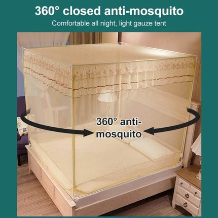 Household Free Installation Dustproof Mosquito Net for Beds Three-Door 150x200 beige three-door bed net with stainless steel frame and high-density mesh