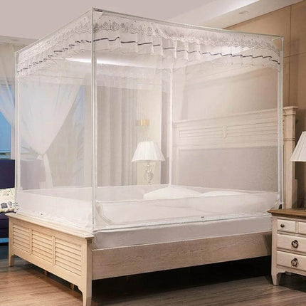 Household Free Installation Dustproof Mosquito Net for Beds Three-Door 150x200 white polyester bed canopy with stainless steel frame and three-door entry