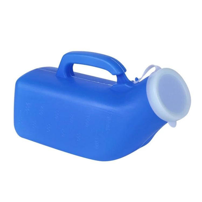 Household Urinal 1200ml Plastic Potty For Home Use - blue durable plastic bedside urinal with handle and clear volume scale