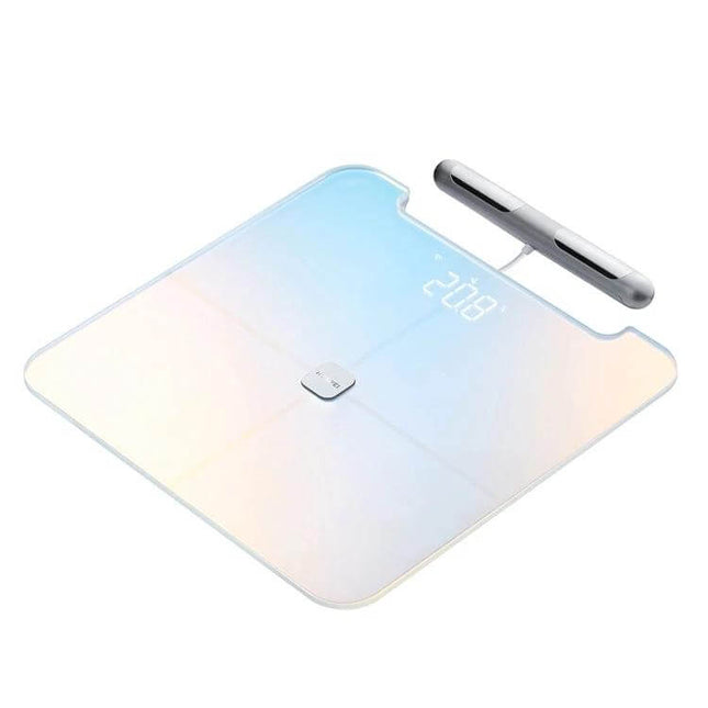 Huawei Intelligent Body Fat Scale With WiFi For Home Use - white glass smart scale with detachable hand electrodes and LED display
