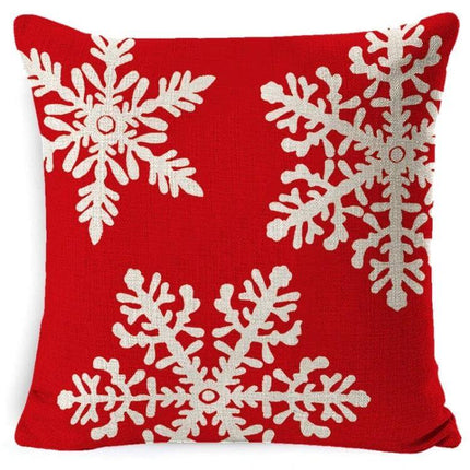 Hug Pillowcase 45x45cm Linen for Cozy Christmas Decor red linen pillowcase with white snowflake design for festive sofa