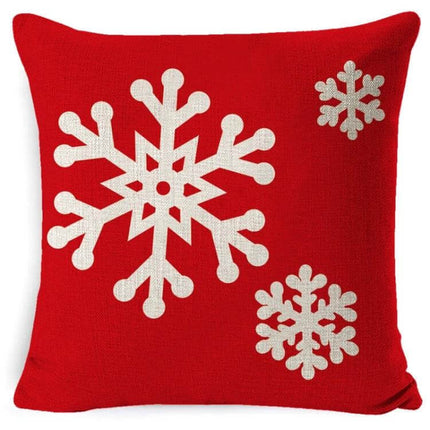 Hug Pillowcase 45x45cm Linen for Cozy Christmas Decor red linen pillowcase with white snowflake design for holiday sofa and bed accents