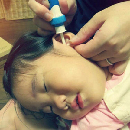 I-Ears Suction Vibration Ear Cleaner For Safe Ear Wax Removal At Home shown gently cleaning a child’s ear at home