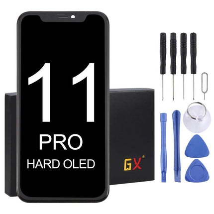 Simple Replacement Screen for iPhone 11 Pro Daily Maintenance - black OLED assembly with repair toolkit