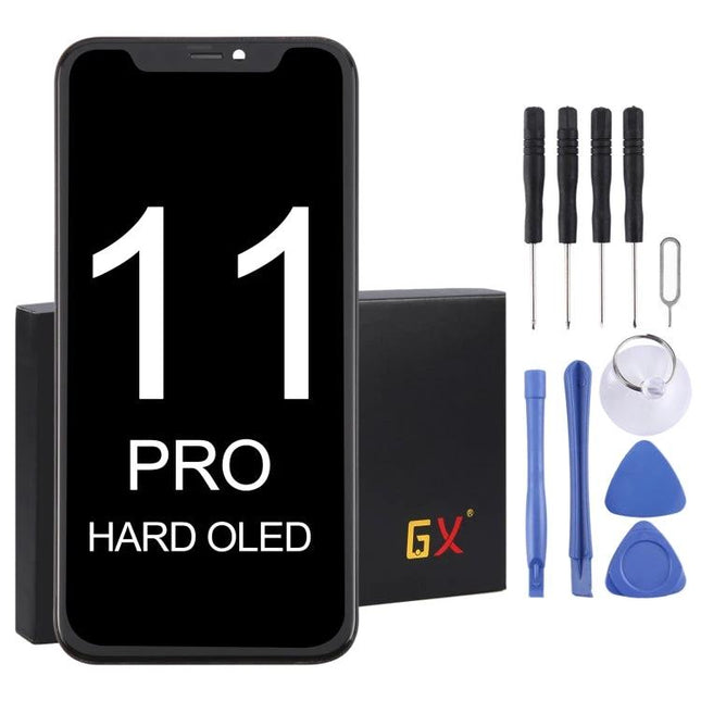 Simple Replacement Screen for iPhone 11 Pro Daily Maintenance - black OLED assembly with repair toolkit