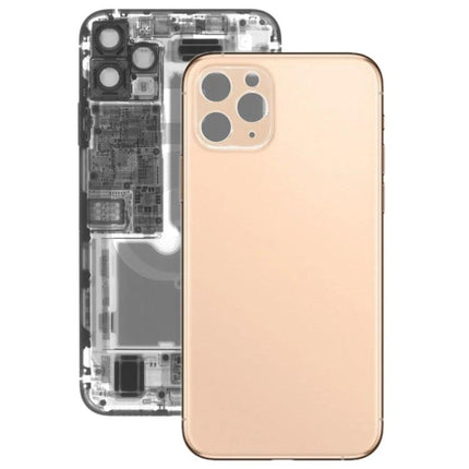 Back Glass Replacement for iPhone 11 Pro Everyday Repairs - gold back glass panel shown with internal frame for repair