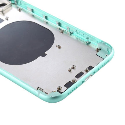 Replacement Back Cover for Everyday iPhone 11 Maintenance showing mint green internal rear housing with mounting points and metal plate