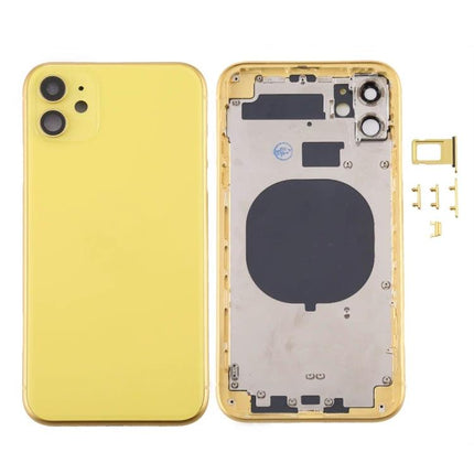 Replacement Back Cover for Everyday iPhone 11 Maintenance - yellow replacement back cover showing front and inner chassis for iPhone 11