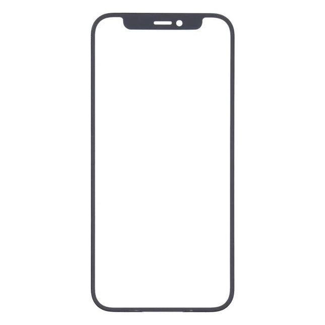 iPhone 12 Front Glass Lens for Daily Device Repairs - replacement front glass lens for cracked screen, black frame, easy DIY repair