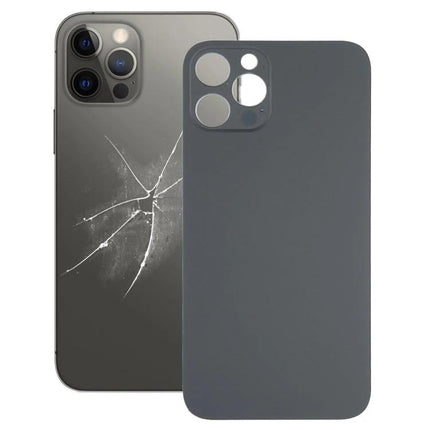 iPhone 12 Pro Back Cover for Everyday Device Protection showing new grey replacement cover beside cracked iPhone 12 Pro