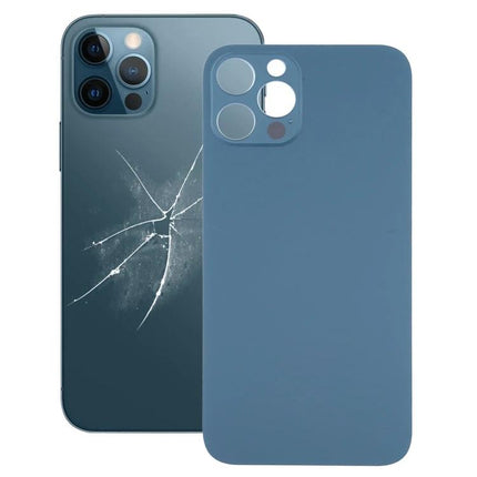 iPhone 12 Pro Back Cover for Everyday Device Protection - replacement blue back cover next to scratched iPhone 12 Pro housing