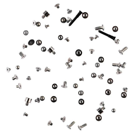 Screws And Bolts Set For Iphone 12 Pro Home Repairs scattered replacement screws and bolts on white background