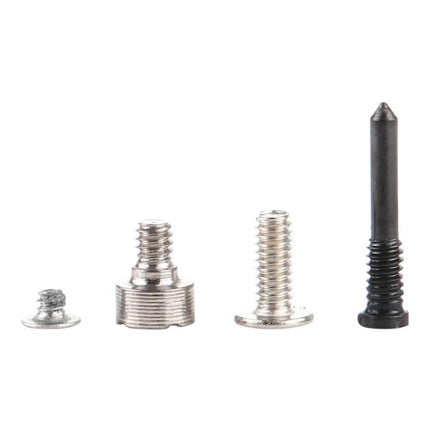 Essential Screws and Bolts Kit for iPhone 12 Daily Repairs - close-up of four replacement screws and bolts for back panel and screw replacements